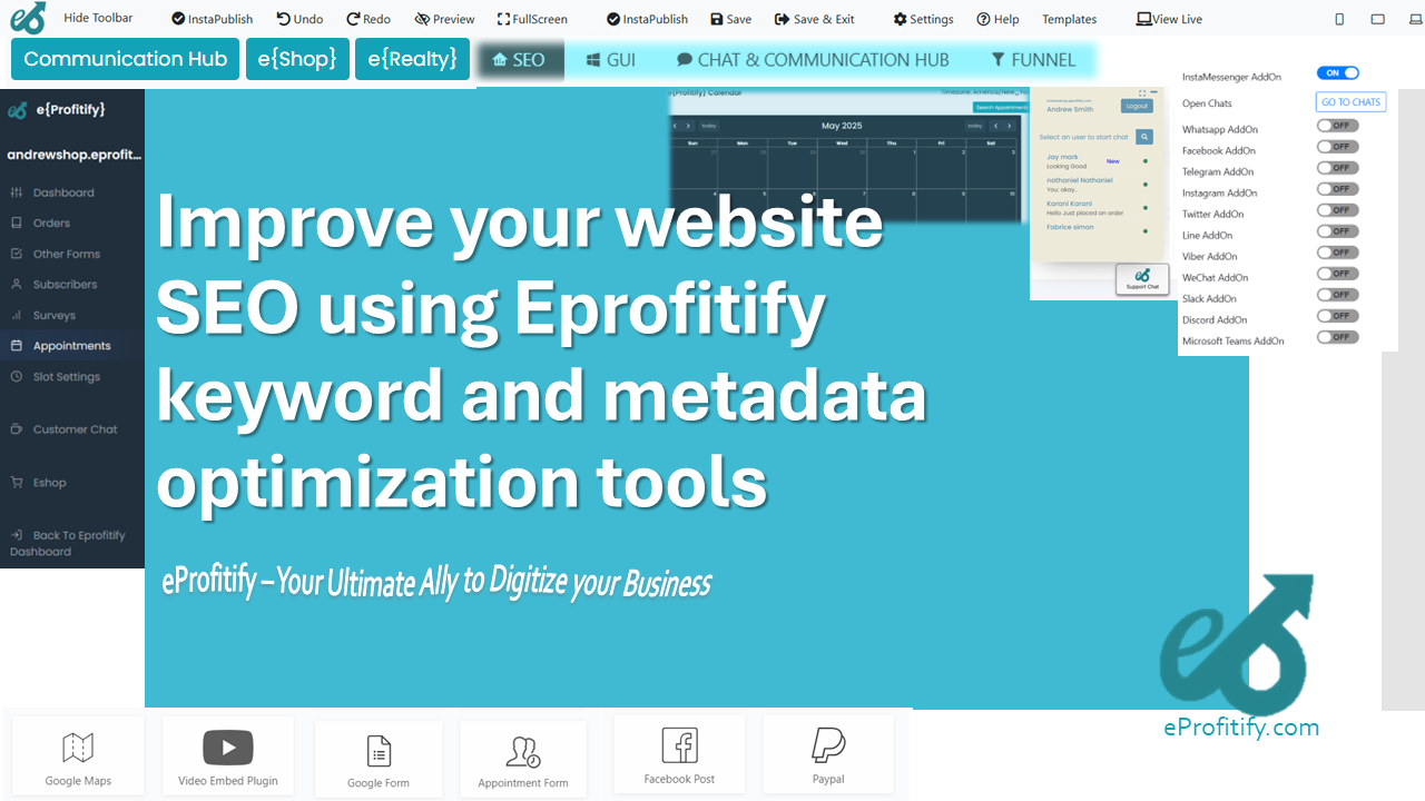 Improve your website SEO using Eprofitify keyword and metadata optimization tools